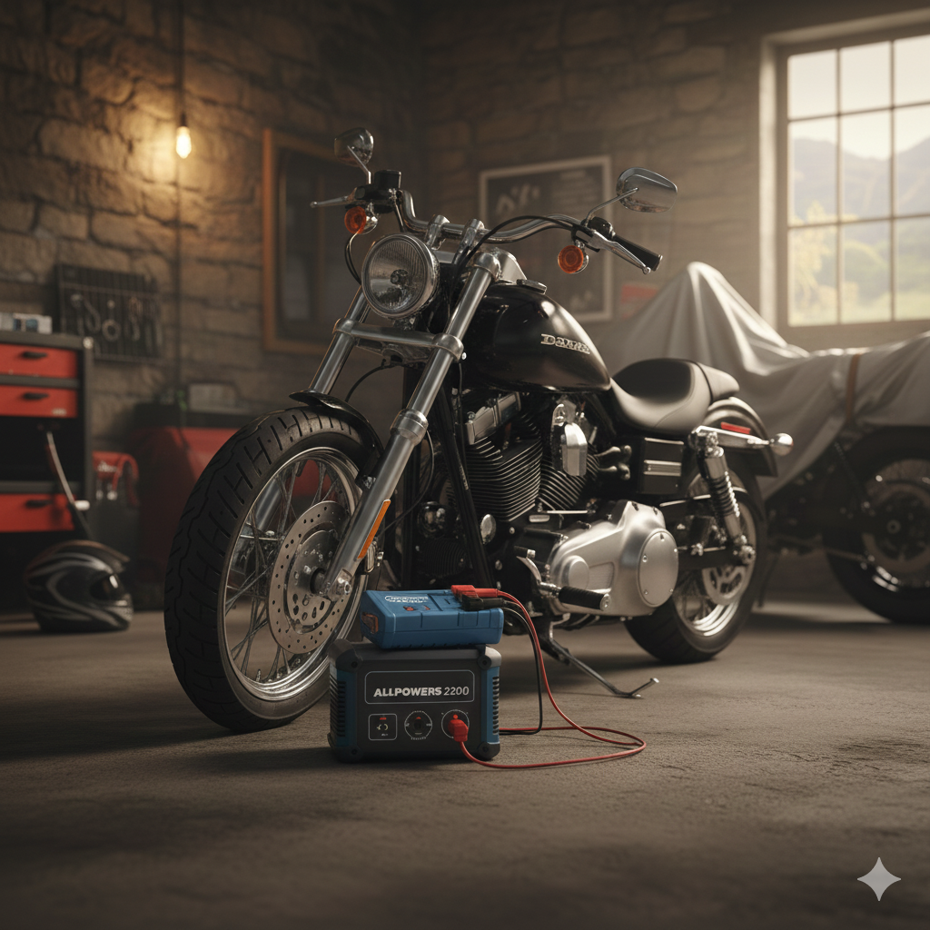 Charger sa moto loin de toute prise (OptiMate + ALLPOWERS S200)